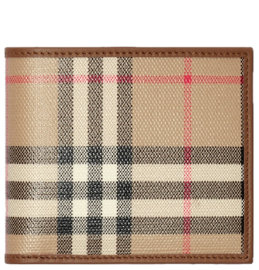  Ví Nam Burberry Check Bifold Coin Wallet 'Beige' 