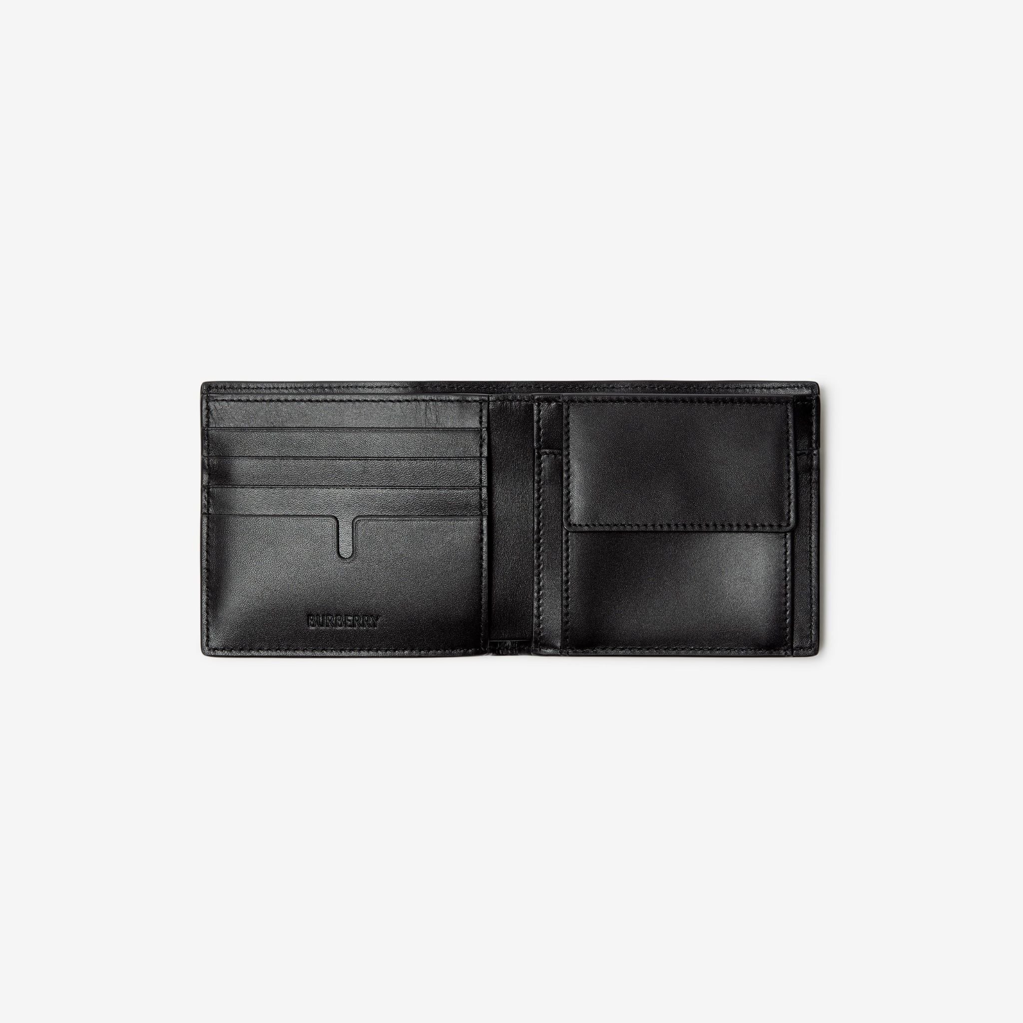  Ví Nam Burberry Embossed Check Bifold Coin Wallet 'Black' 