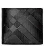  Ví Nam Burberry Embossed Check Bifold Coin Wallet 'Black' 