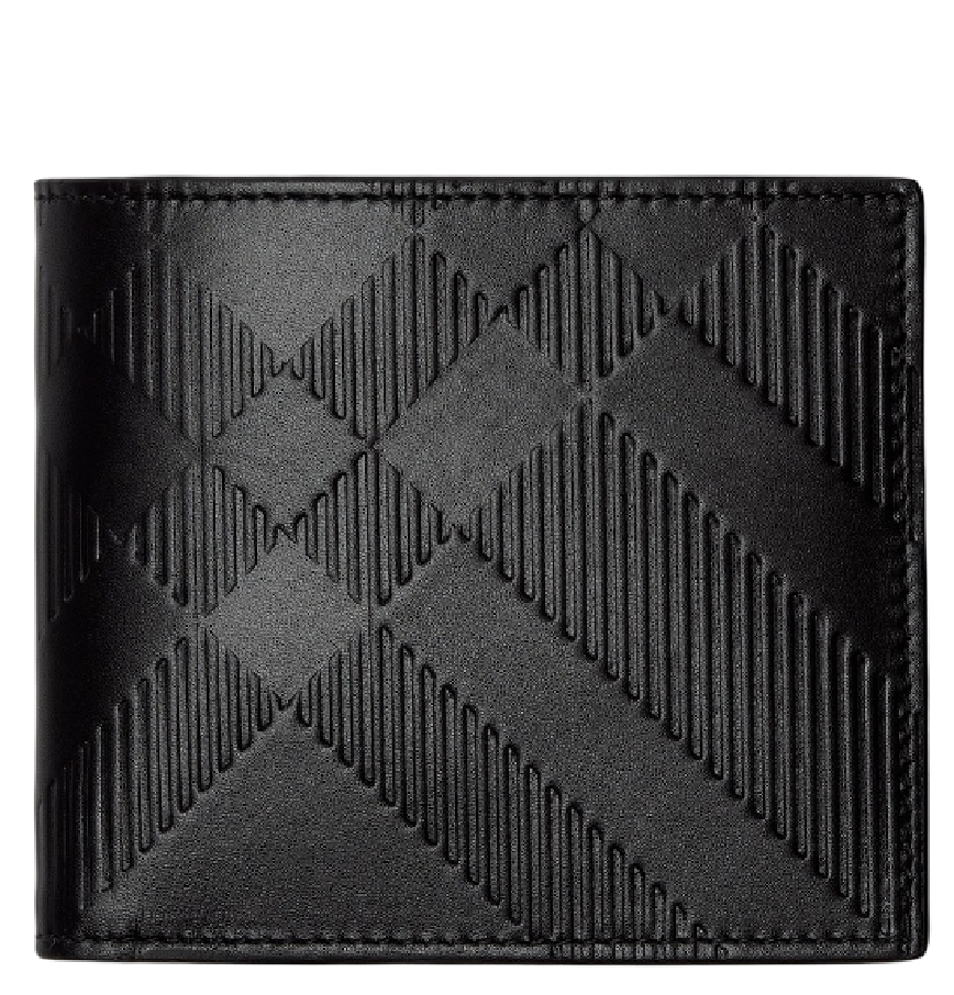  Ví Nam Burberry Embossed Check Bifold Coin Wallet 'Black' 