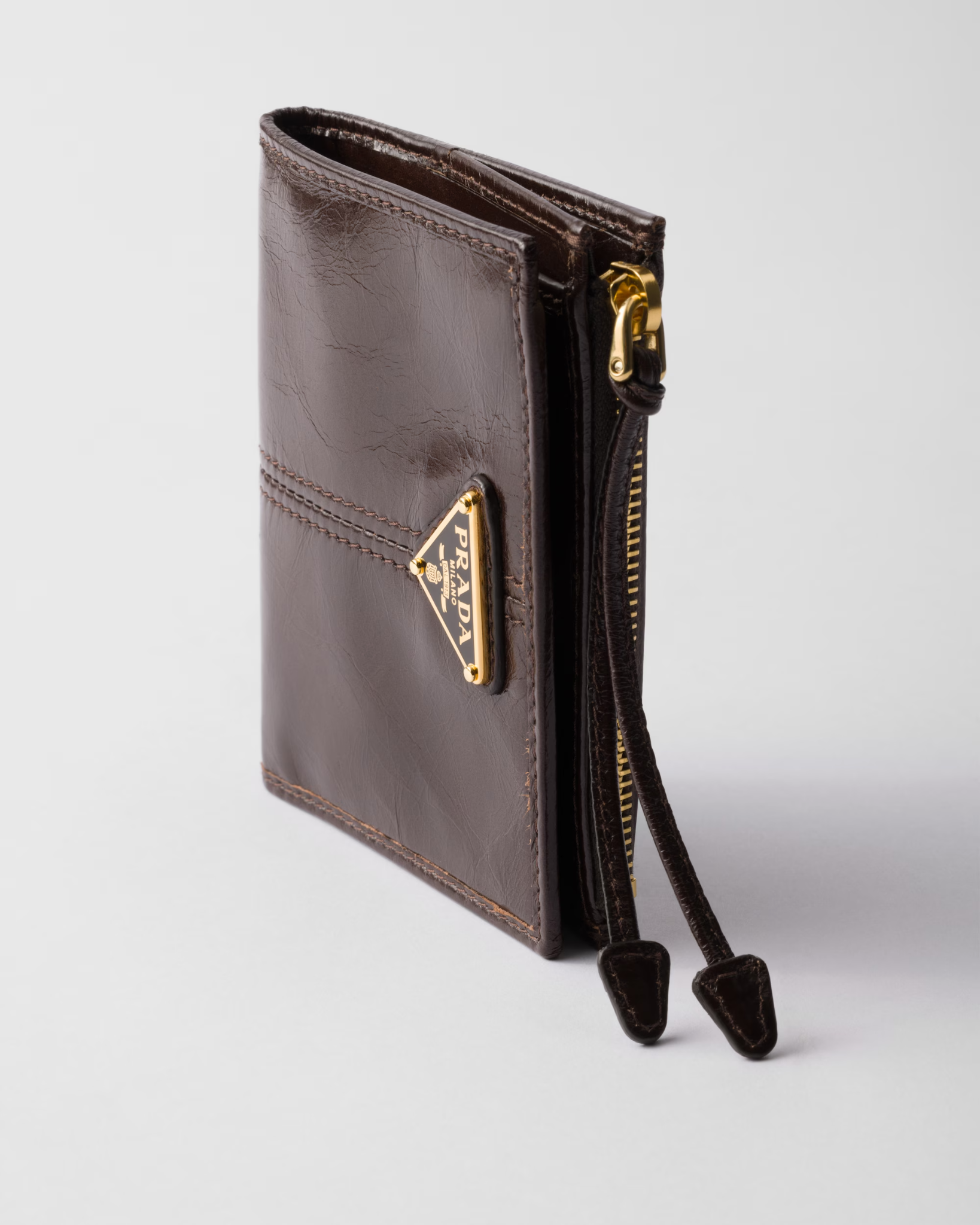  Ví Nữ Prada Small Leather Wallet 'Dark Brown' 