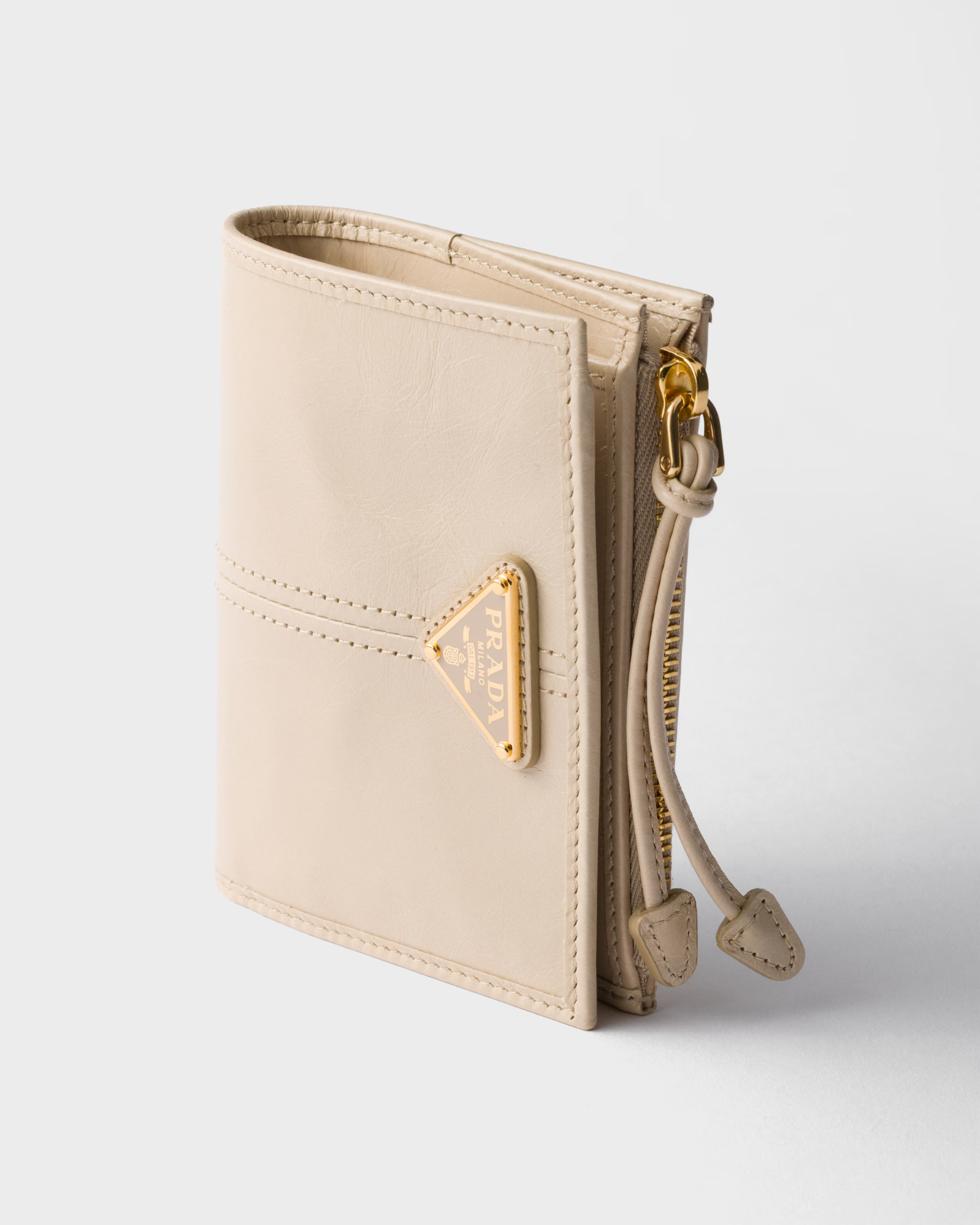  Ví Nữ Prada Small Leather Wallet 'Travertine Stone' 