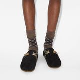  Dép Nam Burberry Check Suede Urchin Clogs 'Black' 