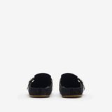  Dép Nam Burberry Check Suede Urchin Clogs 'Black' 