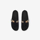  Dép Nam Burberry Check Suede Urchin Clogs 'Black' 