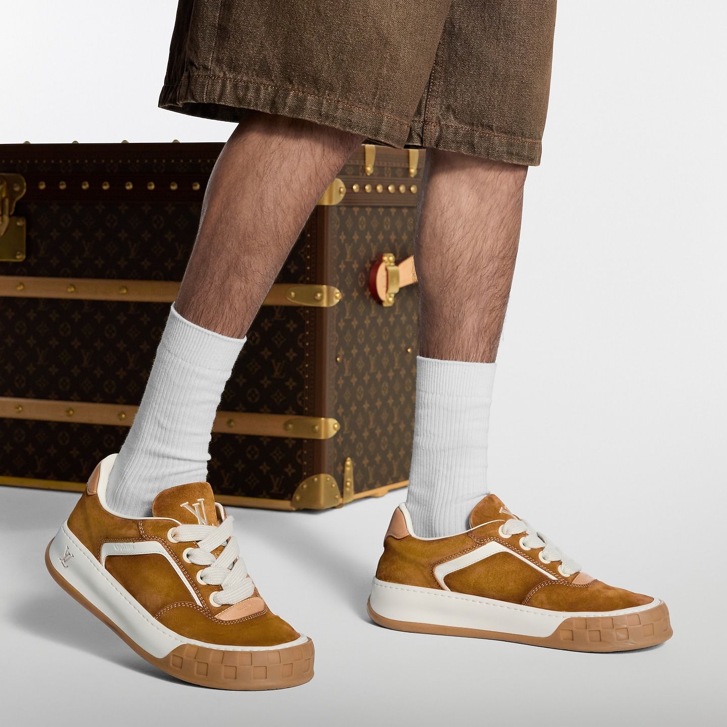  Giày Nam Louis Vuitton LV Tilted Trainers 'Cognac' 
