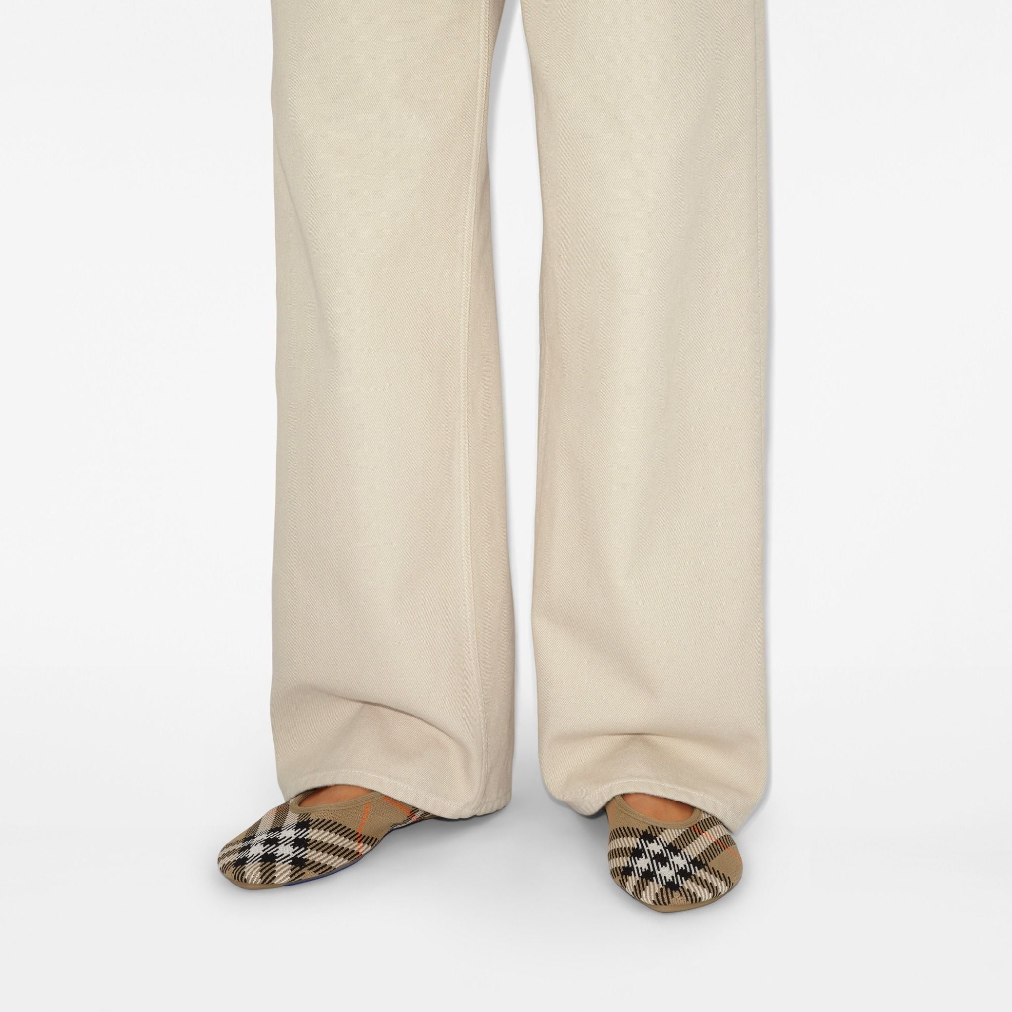  Giày Nữ Burberry Check Knit Baby Ballerinas 'Sand' 