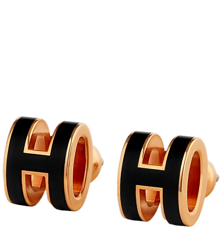  Khuyên Tai Nữ Hermes Mini Pop H 'Noir Rose Gold' 