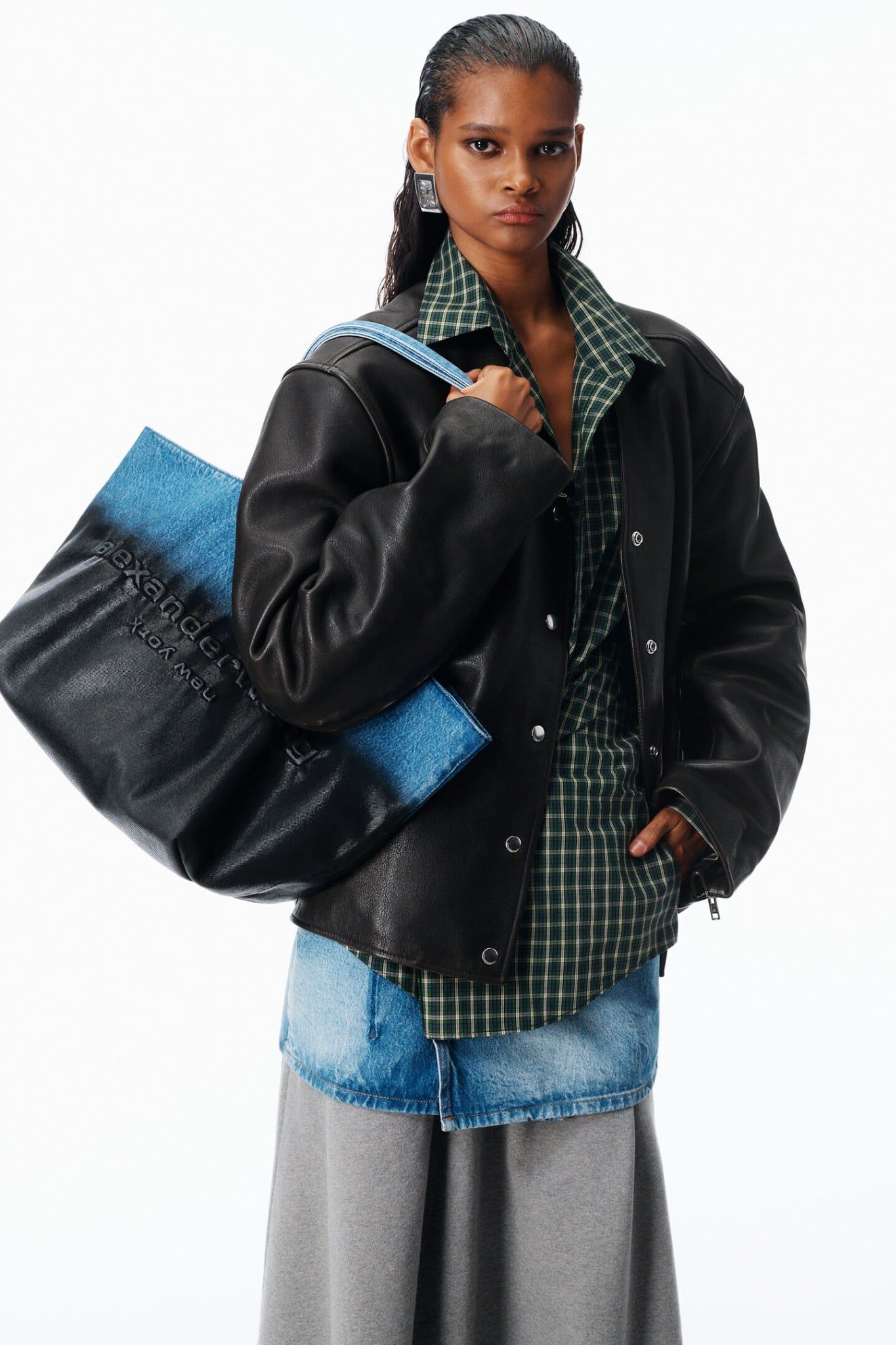  Túi Nữ Alexander Wang Punch Tote 'Blue Black' 