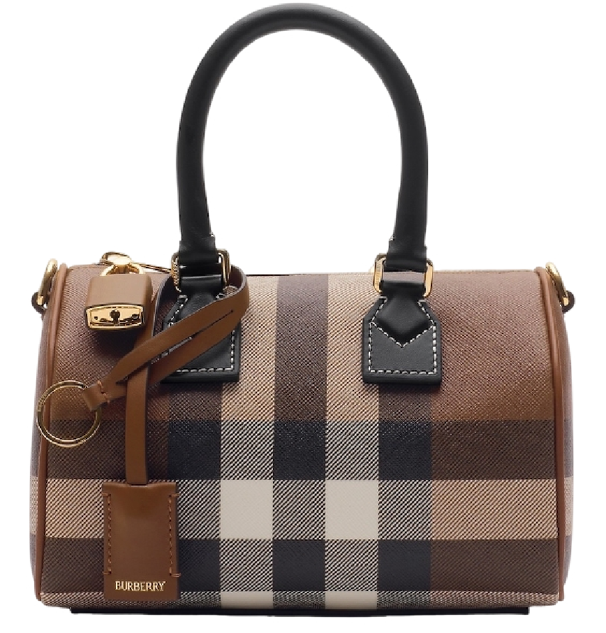  Túi Nữ Burberry Mini Check Bowling Bag 'Dark Brown' 