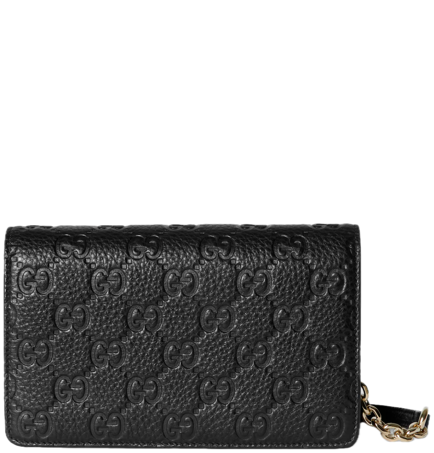  Ví Nữ Gucci Emblem Wallet On Chain 'Black' 