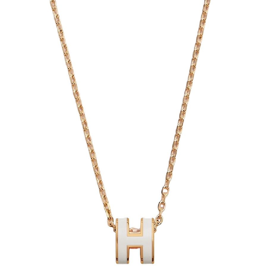  Vòng Cổ Nữ Hermes Mini Pop H 'Blanc Yellow Gold' 
