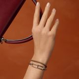  Vòng Tay Nữ Hermes Roulis Double Tour 'Étoupe Palladium' 