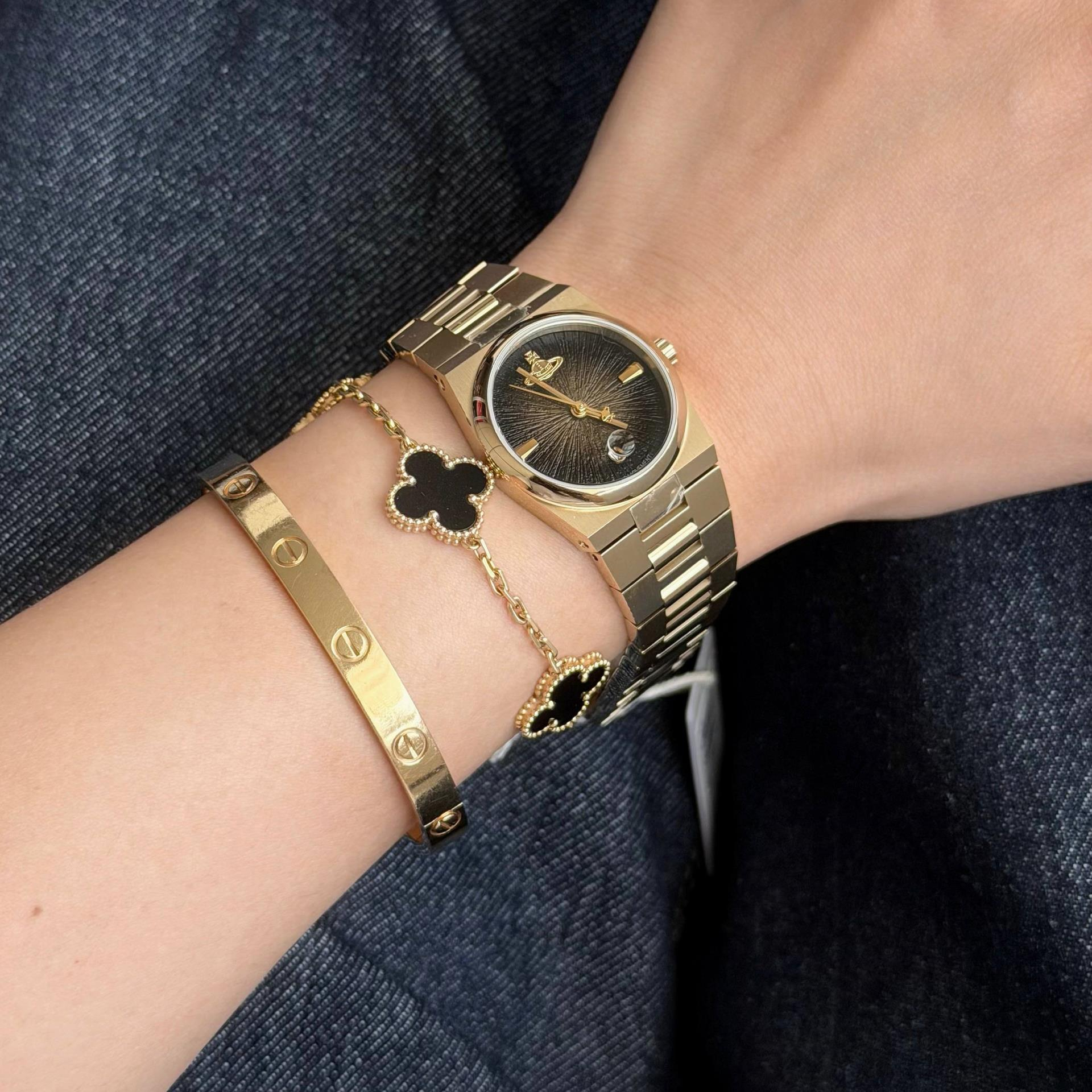  Đồng Hồ Nữ Vivienne Westwood The Hoxton 'Black Gold' 