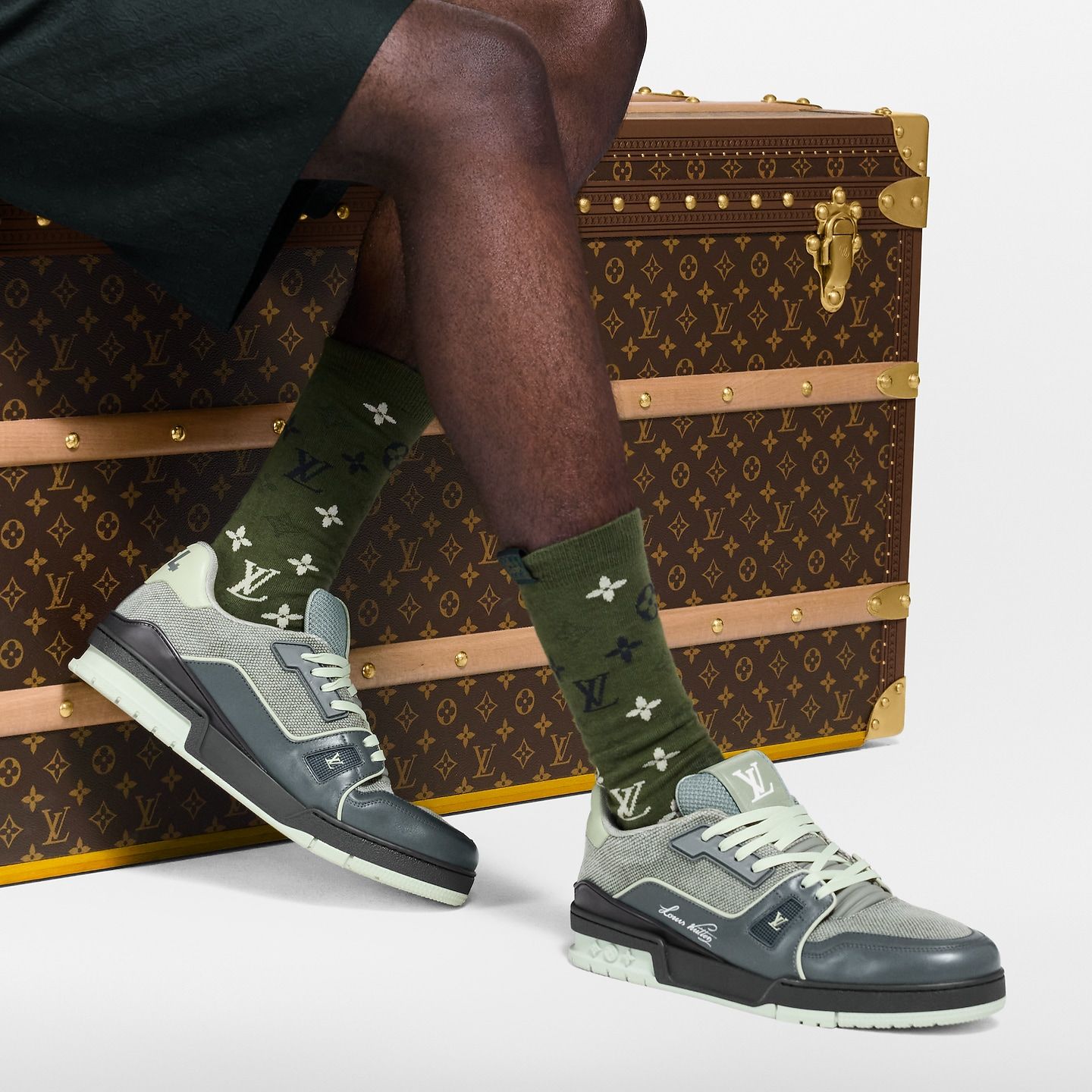  Giày Nam Louis Vuitton LV Trainer 'Green' 