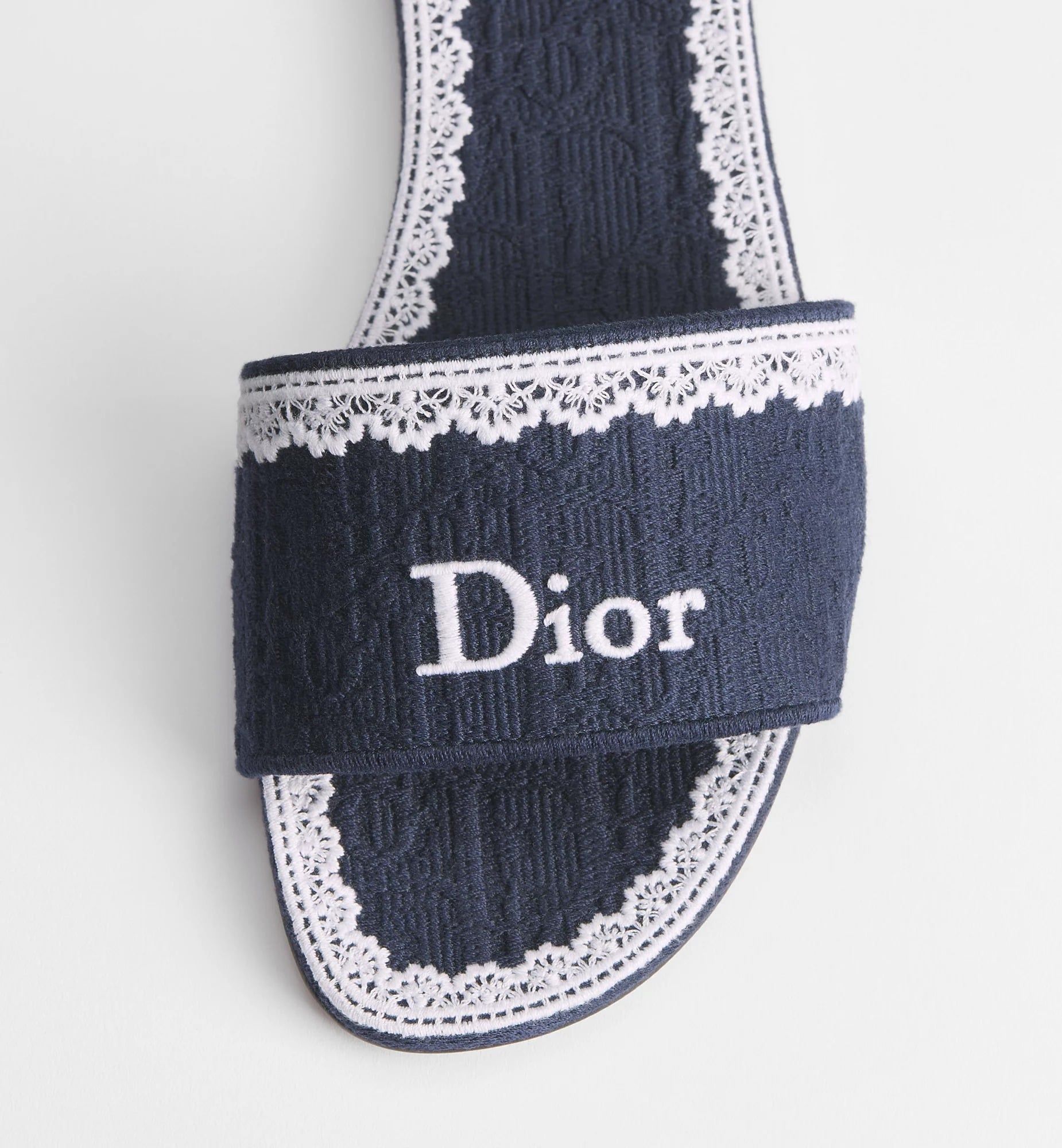  Dép Nữ Dior Dentelle Slide 'Blue' 