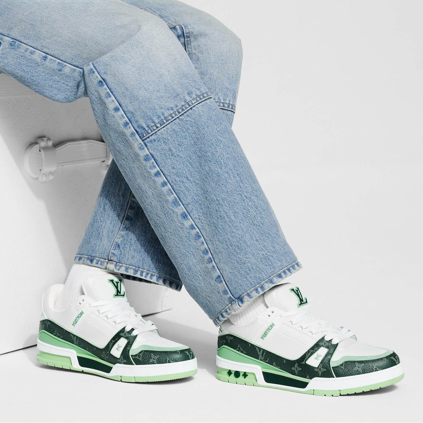  Giày Nam Louis Vuitton LV Trainer 'Green' 