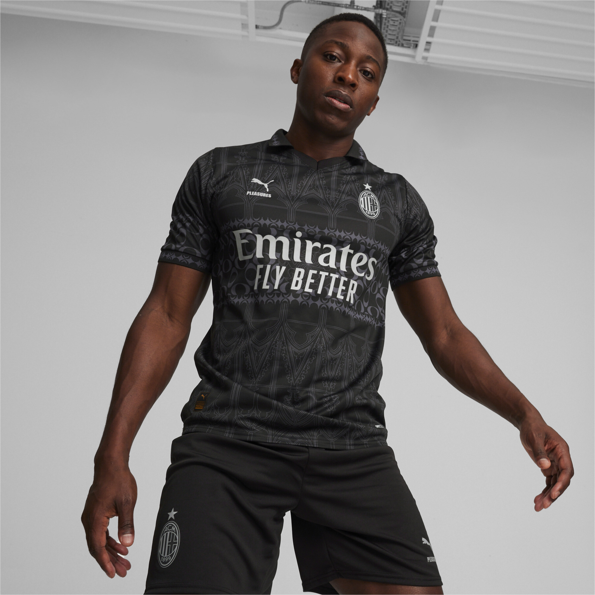  Áo Puma AC Milan x Pleasures Jersey 'Black' 