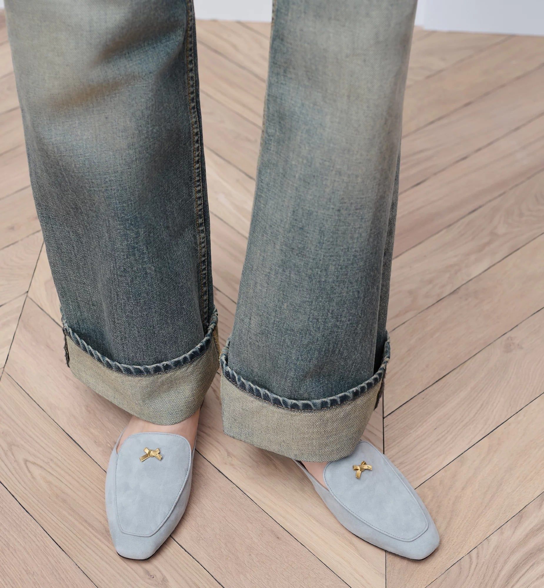  Giày Nữ Dior Baby Bow Mule 'Bleu Ciel' 