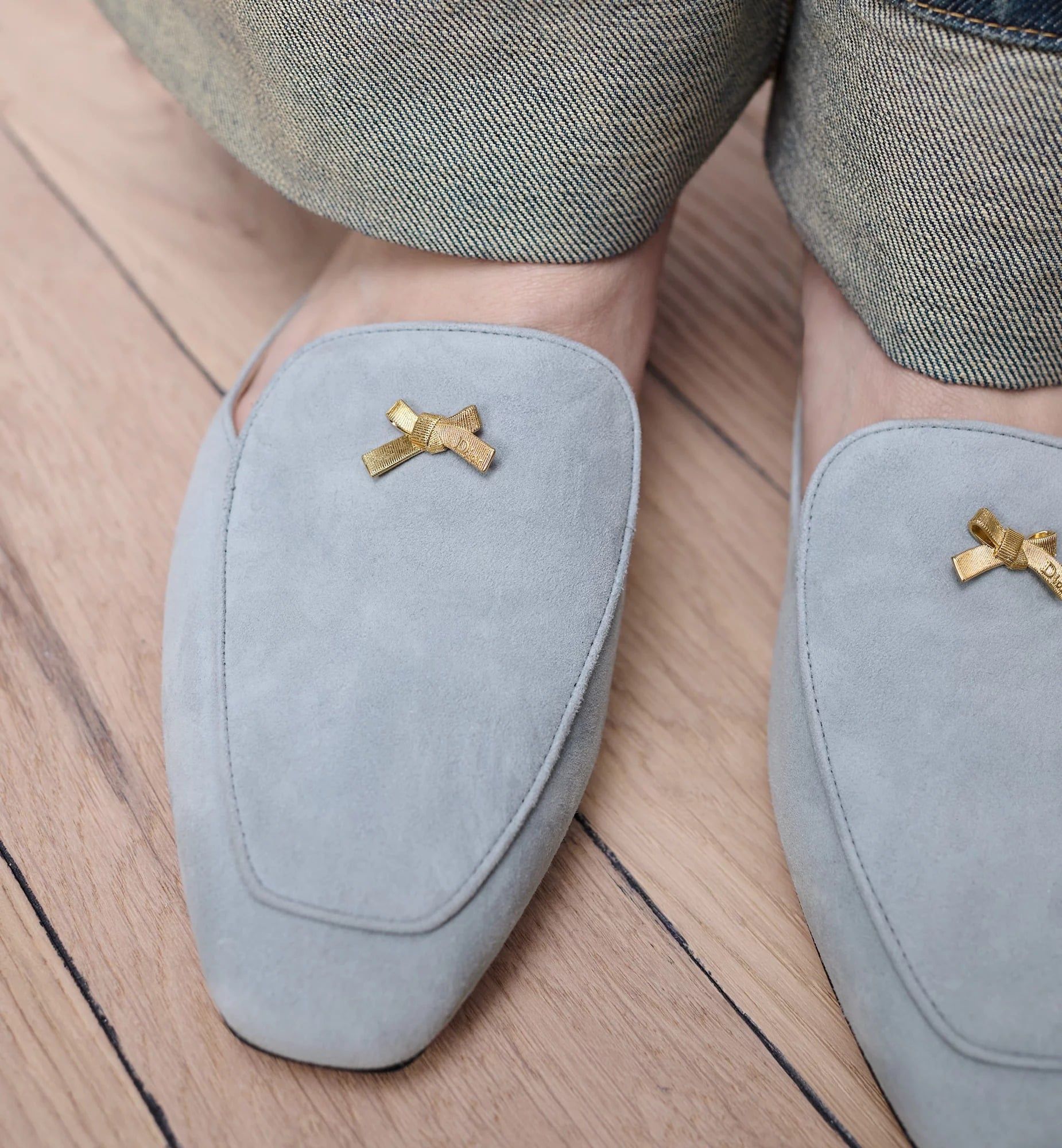  Giày Nữ Dior Baby Bow Mule 'Bleu Ciel' 