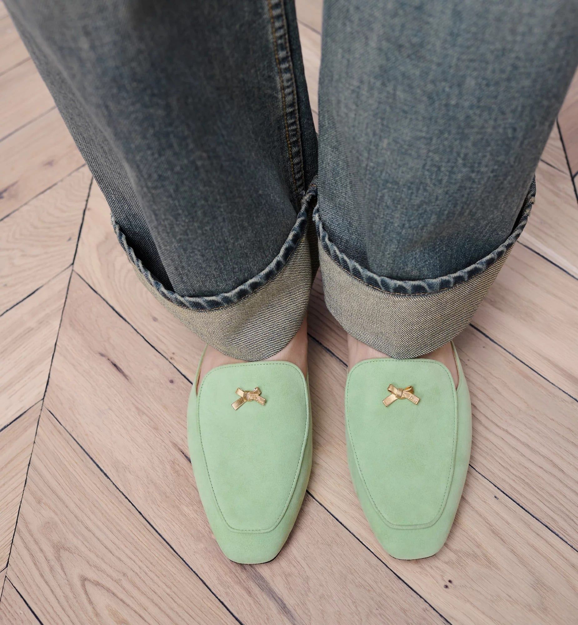  Giày Nữ Dior Baby Bow Mule 'Pistachio' 