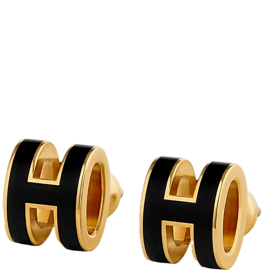  Khuyên Tai Nữ Hermes Mini Pop H 'Noir Gold' 