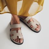  Dép Nữ Hermes Chypre Sandal 'Beige Galet' 
