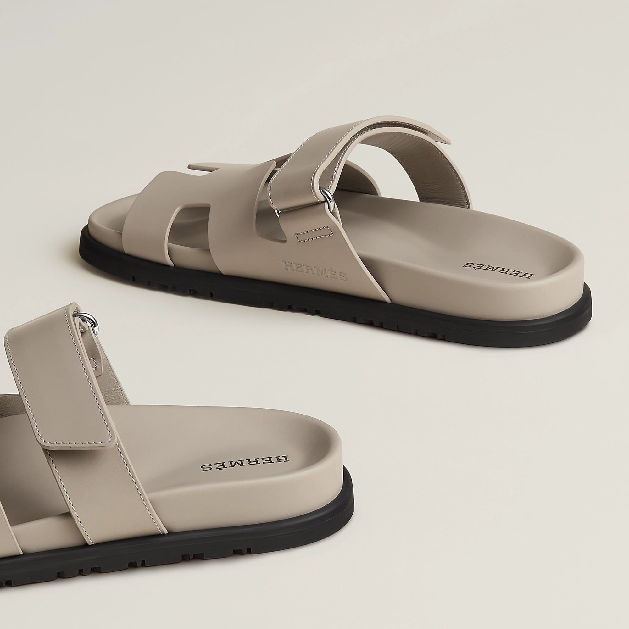  Dép Nữ Hermes Chypre Sandal 'Beige Galet' 