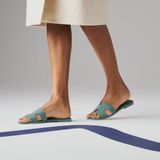  Dép Nữ Hermes Oran Sandal 'Bleu Tonnerre' 