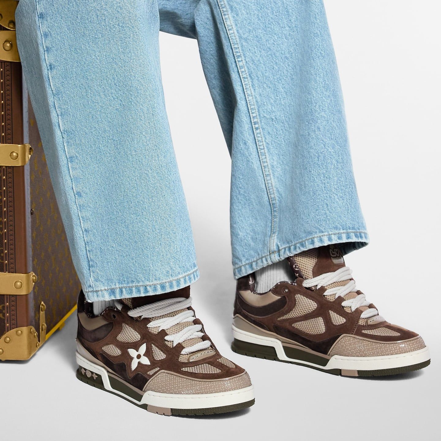  Giày Nam Louis Vuitton LV Skate Trainers 'Brown' 
