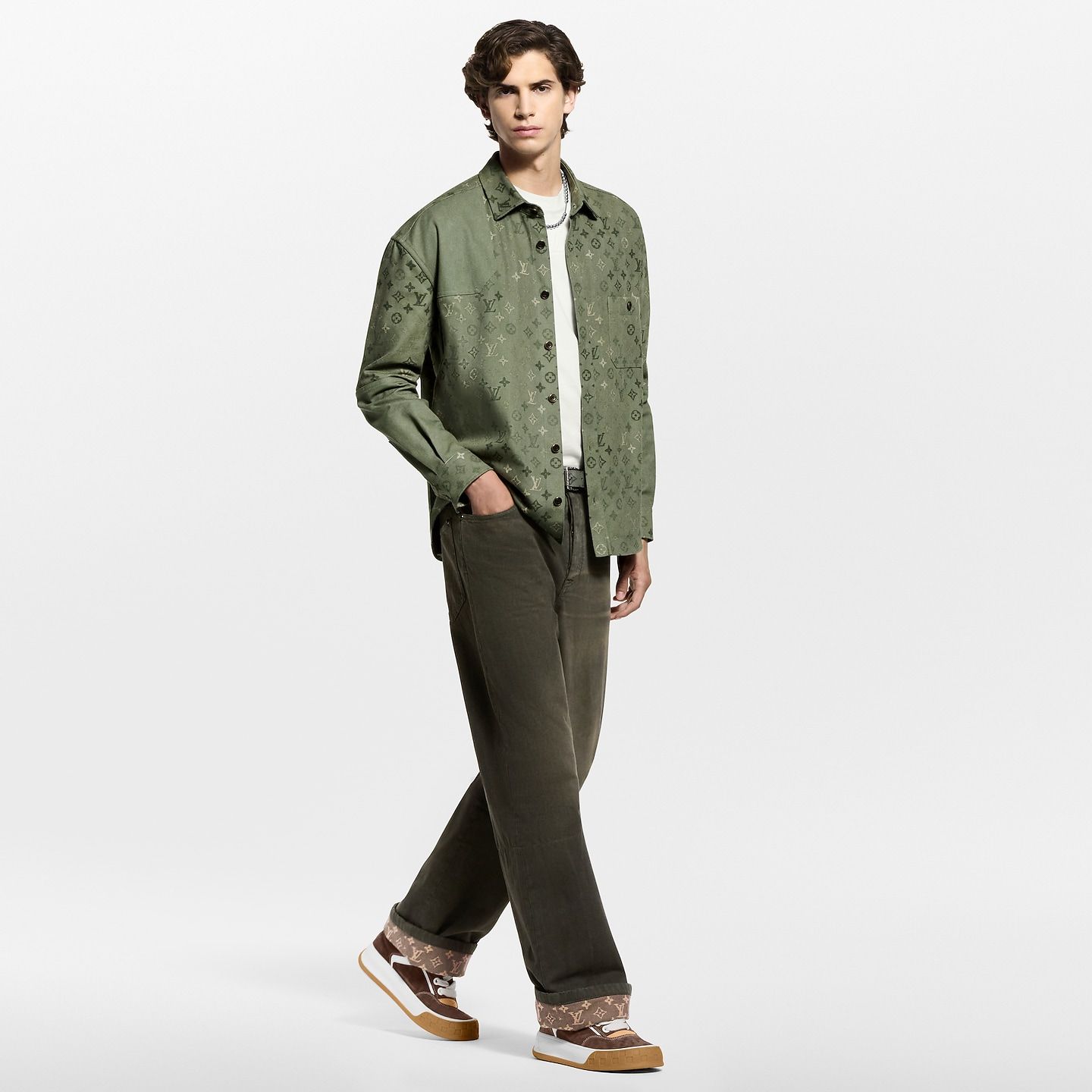  Giày Nam Louis Vuitton LV Tilted Trainers 'Brown' 