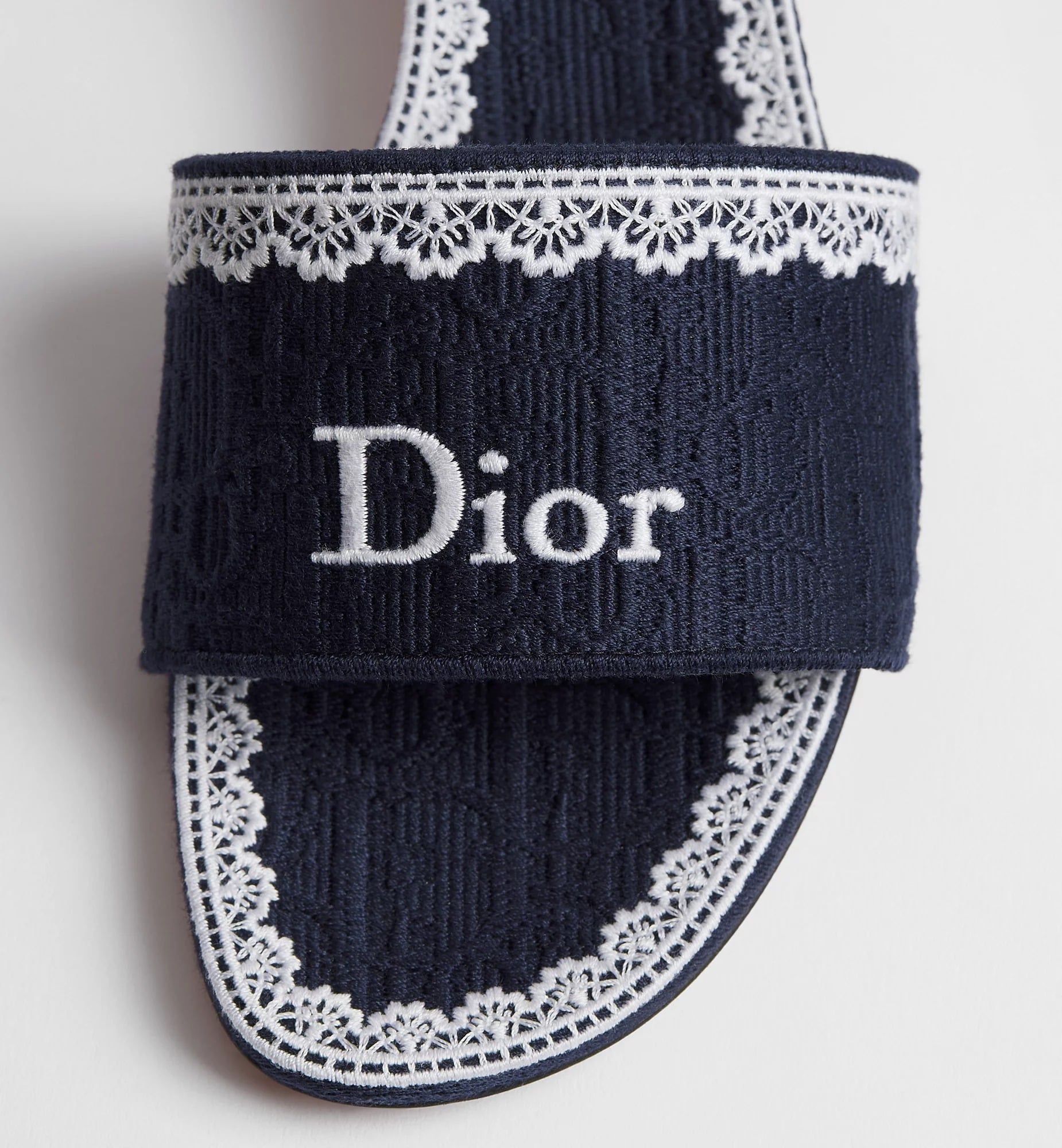  Giày Nữ Dior Dentelle Heeled Slide 'Blue' 