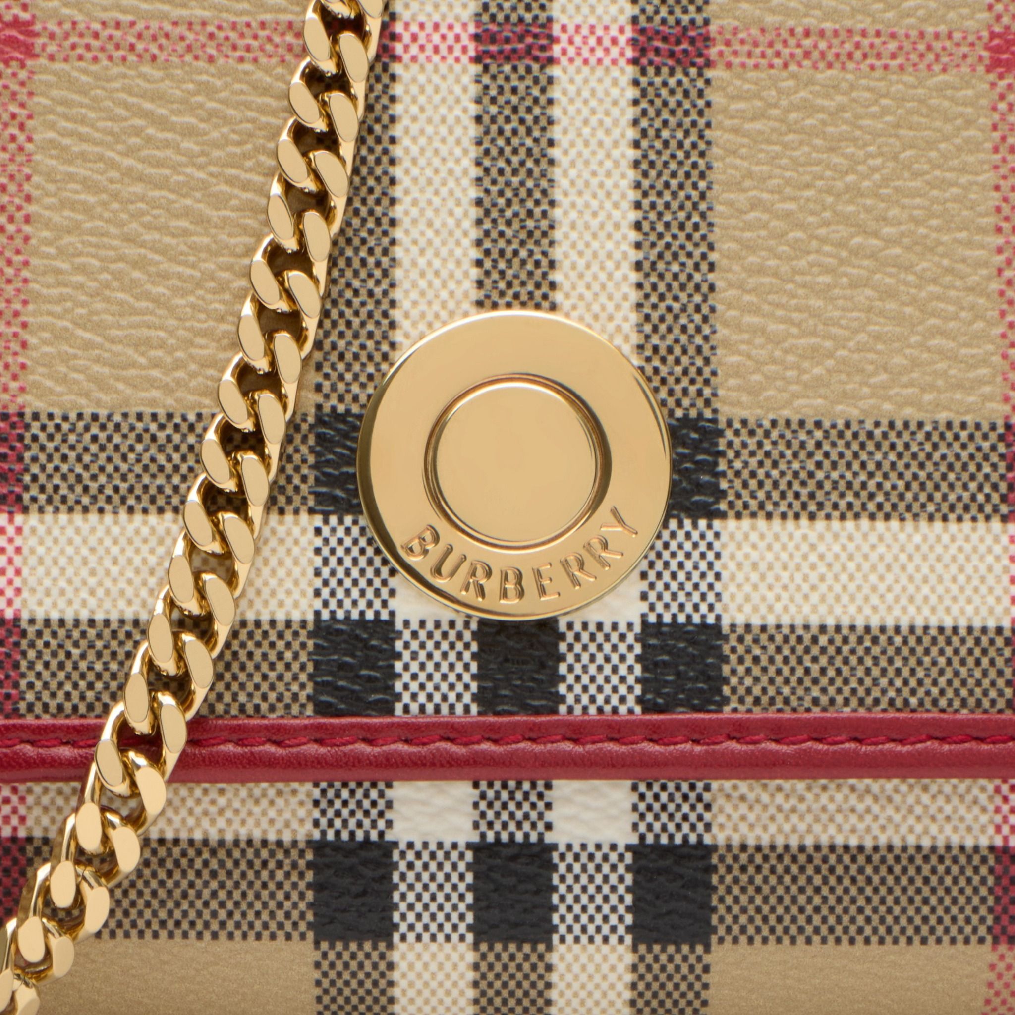  Ví Nữ Burberry Check Chain Strap Wallet 'Beige' 