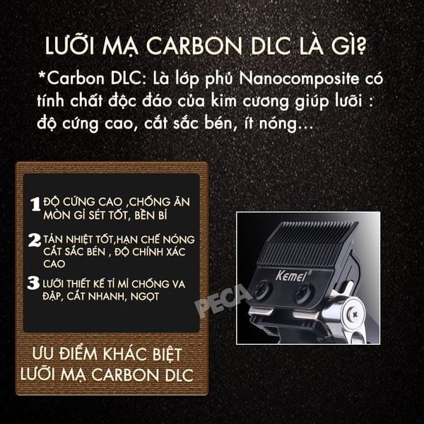 Bộ lưỡi tông đơ cắt tóc thay thế cho Kemei KM-2296 bằng thép không gỉ mạ DLC chuyên dụng - Chính hãng