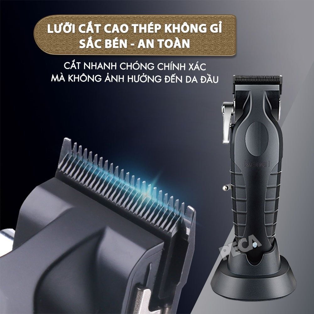 Bộ lưỡi tông đơ cắt tóc thay thế cho Kemei KM-2296 bằng thép không gỉ mạ DLC chuyên dụng - Chính hãng