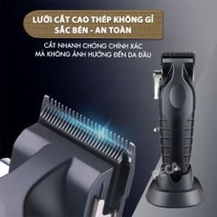 Bộ lưỡi tông đơ cắt tóc thay thế cho Kemei KM-2296 bằng thép không gỉ mạ DLC chuyên dụng - Chính hãng