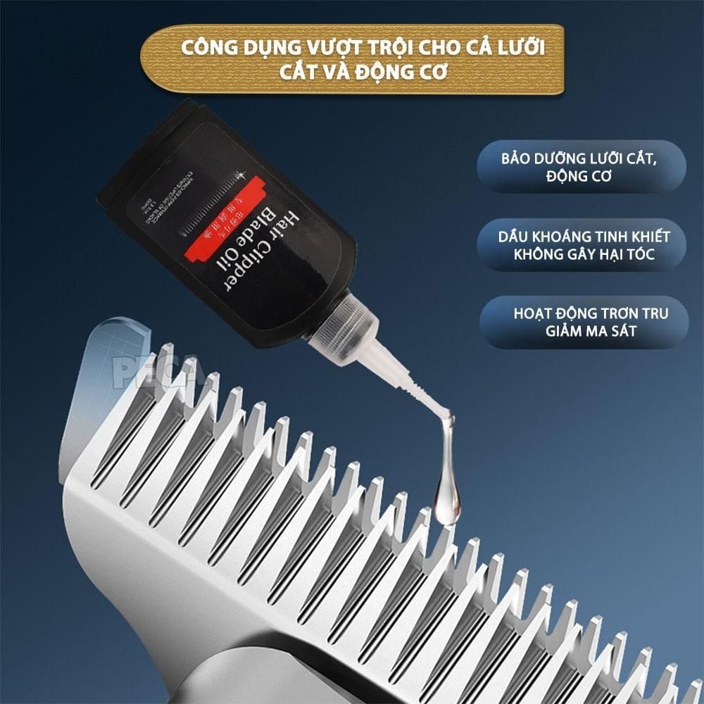 Dầu tra lưỡi tông đơ Kemei 55ml giúp làm mát lưỡi, động cơ hoạt động tốt, bảo vệ lưỡi chống gỉ sét, kéo dài tuổi thọ tông đơ - Hàng chính hãng