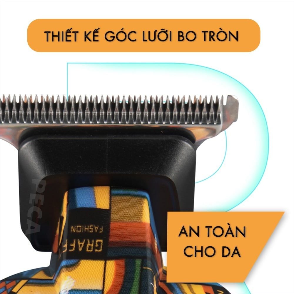 Tông đơ chấn viền Kemei KM-MAX5090 màn hình LCD hiển thị chuyên nghiệp sạc nhanh USB kèm theo 6 cữ lược tiện lợi cắt tóc - Hàng chính hãng