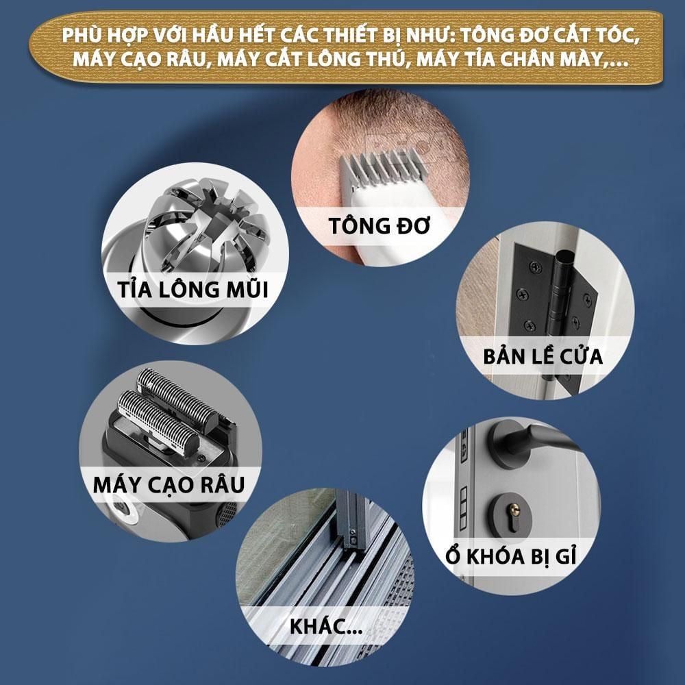 Dầu tra lưỡi tông đơ Kemei 55ml giúp làm mát lưỡi, động cơ hoạt động tốt, bảo vệ lưỡi chống gỉ sét, kéo dài tuổi thọ tông đơ - Hàng chính hãng
