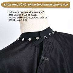 Áo choàng cắt tóc Kemei màu đen chóng thấm nước, điều chỉnh được kích thước nấc vòng cổ, màu đen sang trọng - Chính hãng