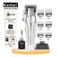 Tông đơ KEMEI KM-1798 cao cấp điều chỉnh 3 mức tốc độ, Lưỡi Ceramic hạn chế nóng & Kèm đế sạc - Chính hãng