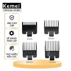 Bộ 4 cữ lược căn độ dài tóc Kemei 3-6-10-13mm chuyên dùng cho các dòng tông đơ cắt tóc KM-2600, KM-809A, KM-1998, KM-1996 - Chính hãng
