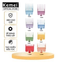 Bộ 8 cữ lược căn độ dài tóc Kemei chuyên dùng cho các dòng tông đơ cắt tóc - Chính hãng