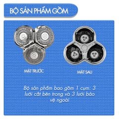 Lưỡi thay thế máy cạo râu Kemei KM-T83 không gỉ bộ gồm 3 lưới và 3 lưỡi thay cho 1 máy- Chính hãng