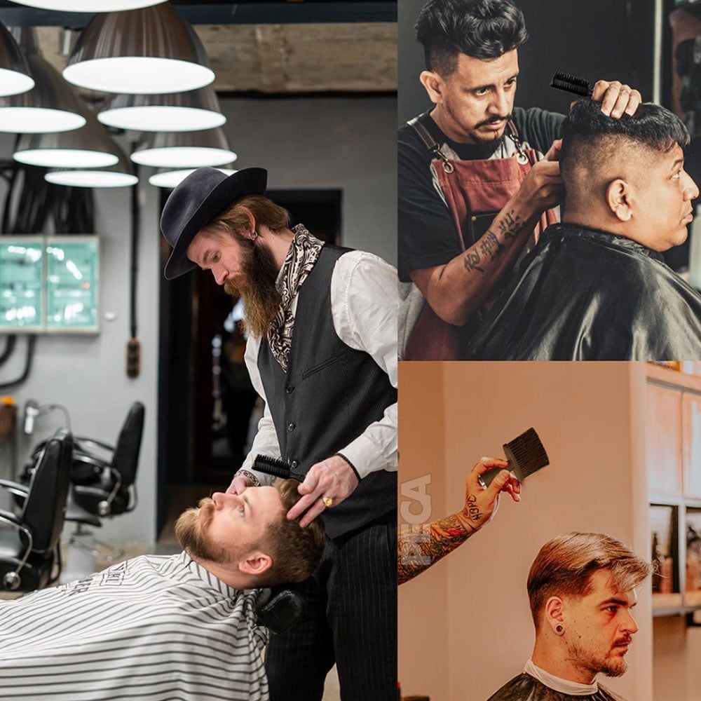 Chổi phủi tóc Kemei chuyên nghiệp đầu lông mềm giúp phủi sạch, cọ quét tóc sau khi cắt chuyên dụng cho tiệm barber - Chính hãng