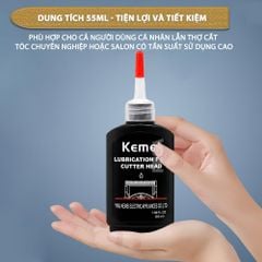 Dầu tra lưỡi tông đơ Kemei 55ml giúp làm mát lưỡi, động cơ hoạt động tốt, bảo vệ lưỡi chống gỉ sét, kéo dài tuổi thọ tông đơ - Hàng chính hãng