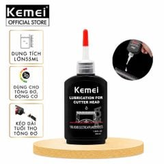 Dầu tra lưỡi tông đơ Kemei 55ml giúp làm mát lưỡi, động cơ hoạt động tốt, bảo vệ lưỡi chống gỉ sét, kéo dài tuổi thọ tông đơ - Hàng chính hãng
