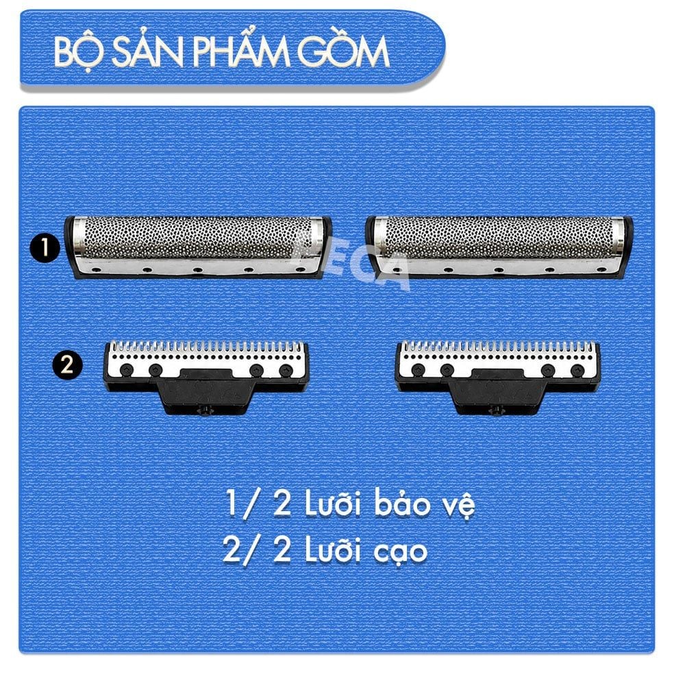 Lưỡi thay thế máy cạo râu Kemei KM-T82 không gỉ bộ gồm 2 lưới và 2 lưỡi thay cho 1 máy- Chính hãng