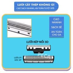 Lưỡi thay thế máy cạo râu Kemei KM-T82 không gỉ bộ gồm 2 lưới và 2 lưỡi thay cho 1 máy- Chính hãng