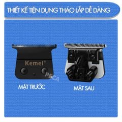 Bộ lưỡi tông đơ chấn viền thay thế cho Kemei KM-2299 bằng thép không gỉ mạ DLC chuyên dụng - Chính hãng